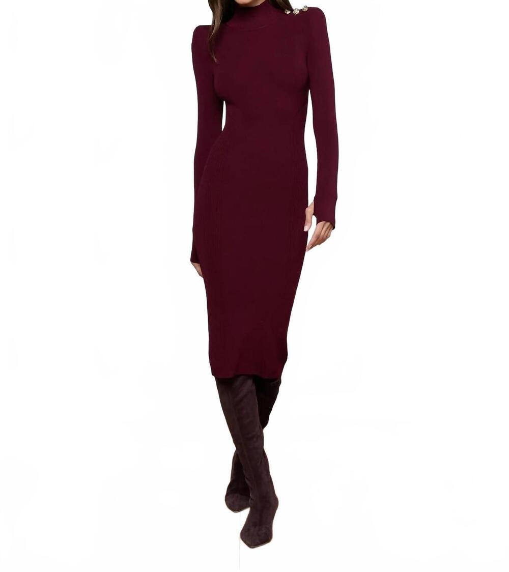 NEW L'AGENCE larelle midi dress in maroon